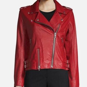 Blank NYC Old Flame Red Genuine Leather Moto Jacket